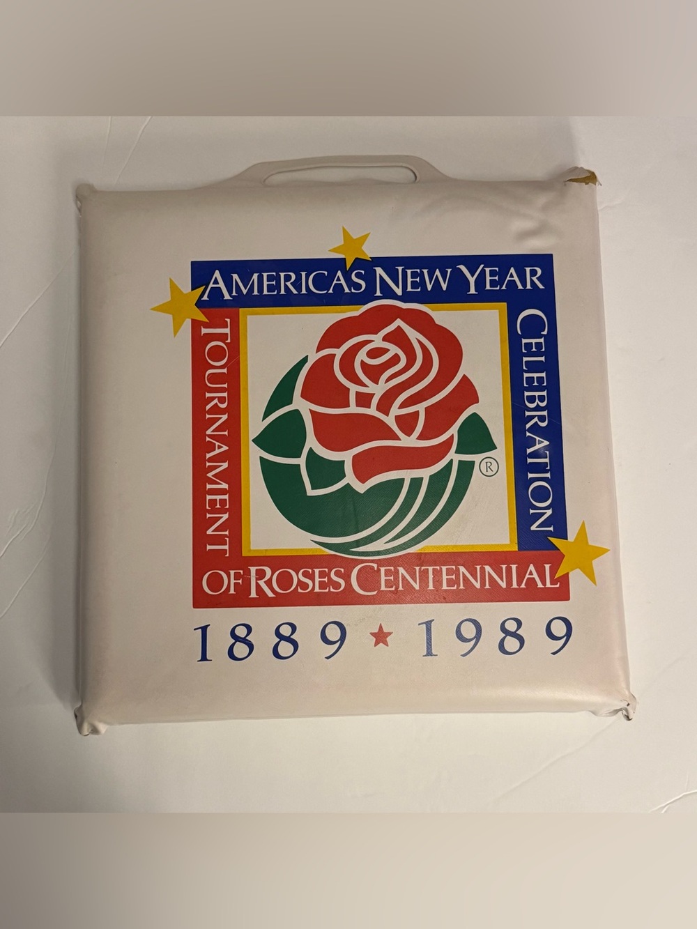 Vintage Tournament of Roses Centennial Parade Seat Cushion Rose Bowl 1889-1989